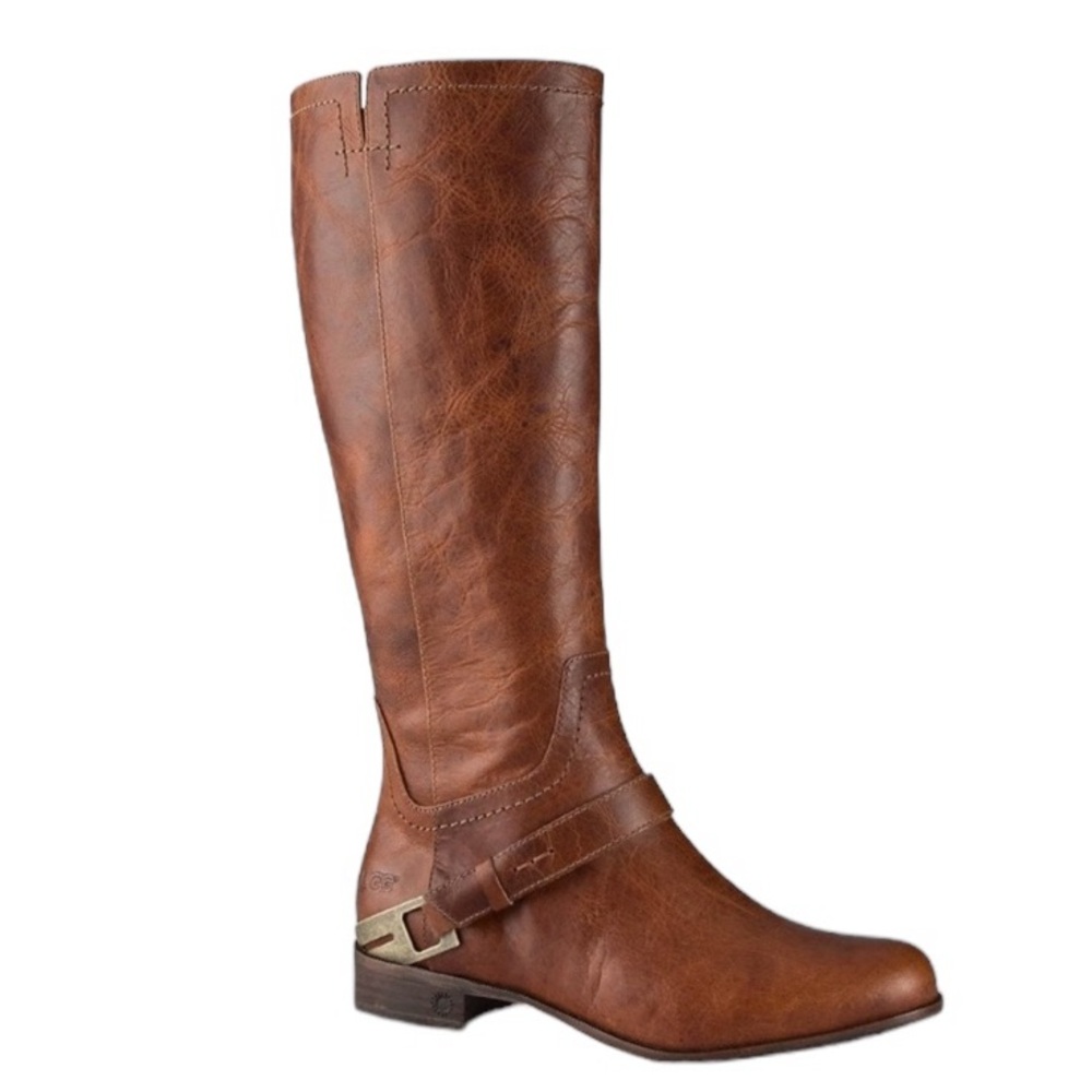 Ugg Brown Pebbled Leather Channing Riding Boot